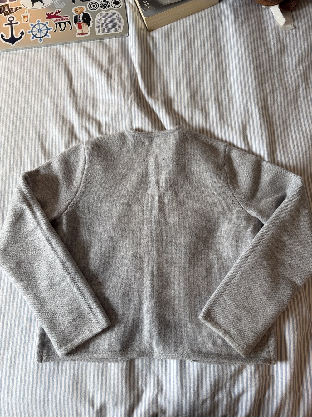 Abercrombie & Fitch Light Gray Button-Up Knit Cardigan - Picture 4 of 5